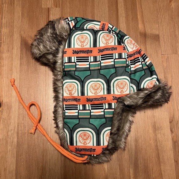 JÄGERMEISTER Hat Aviator Cap Trapper Faux Fur Flaps Brand New - Picture 5 of 8